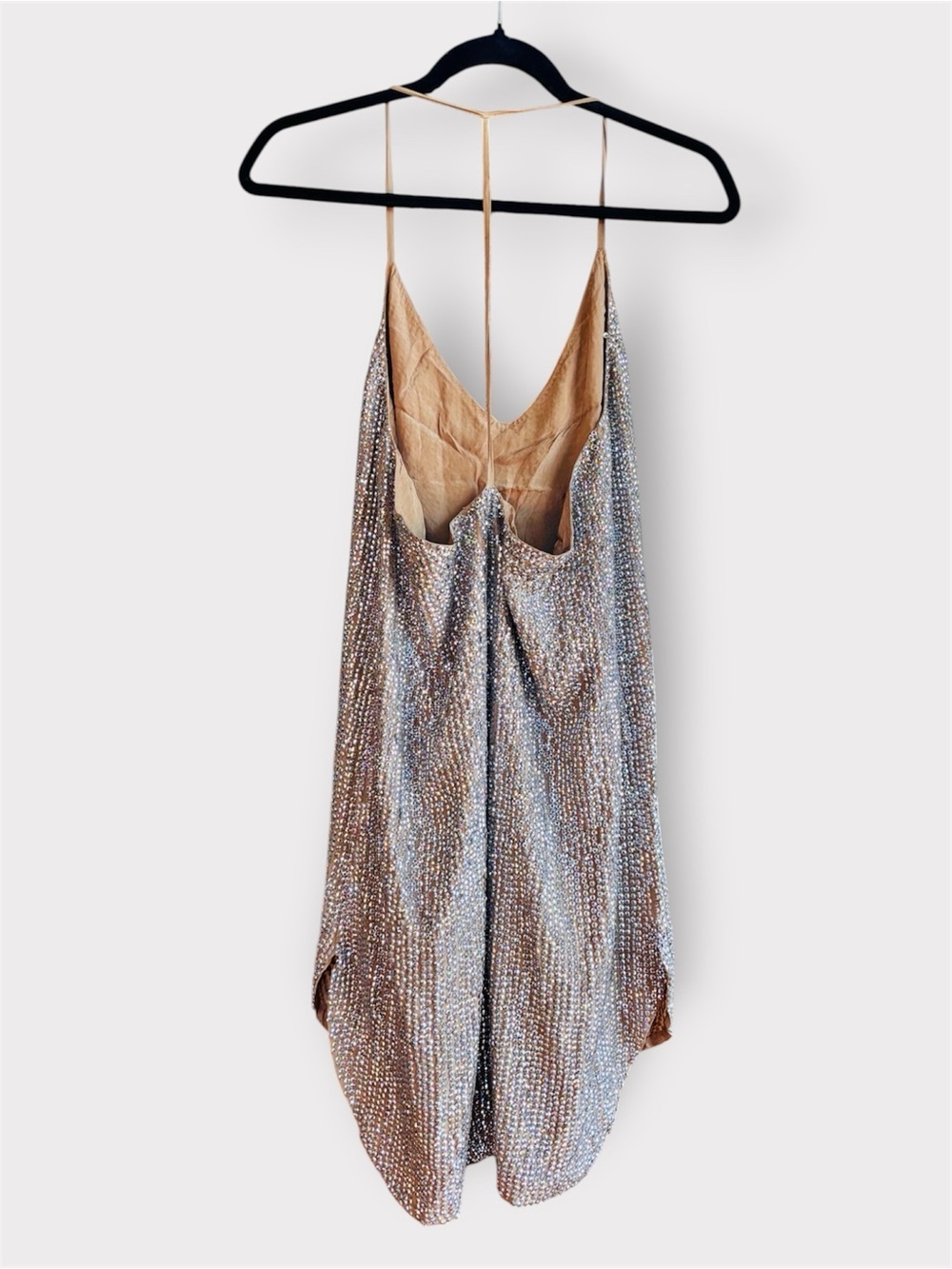 Haute Hippie Champagne Silver Sequin Embellished Slip Dress - Picture 4 of 14